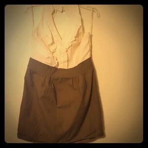 Brown and White Button up dress